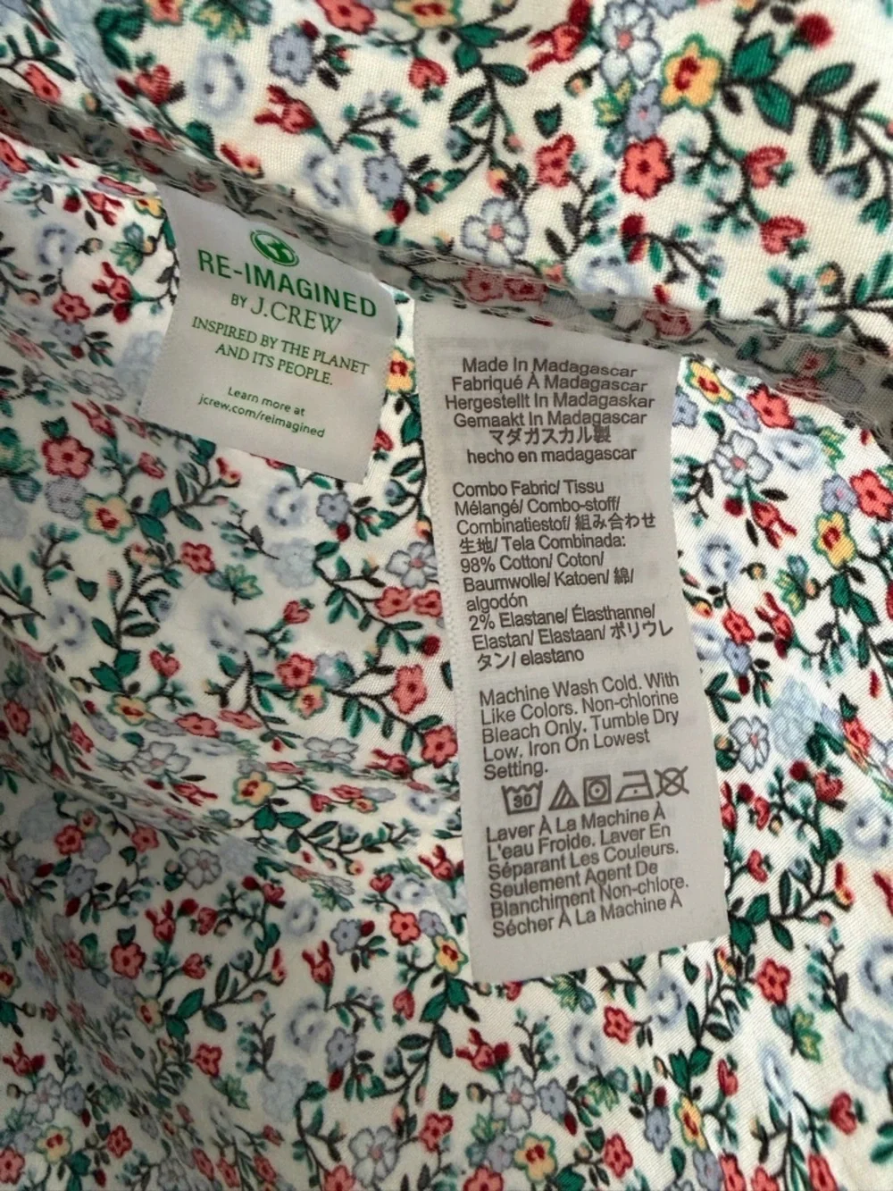 J Crew Slim Untucked Men's White Floral Button-Down Shirt